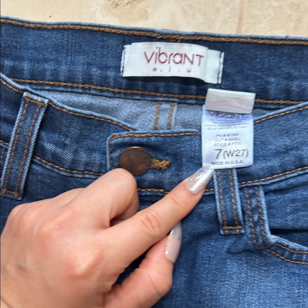 Vibrant Women's Distressed Skinny Jeans - Deep Blue - Picture 2 of 4